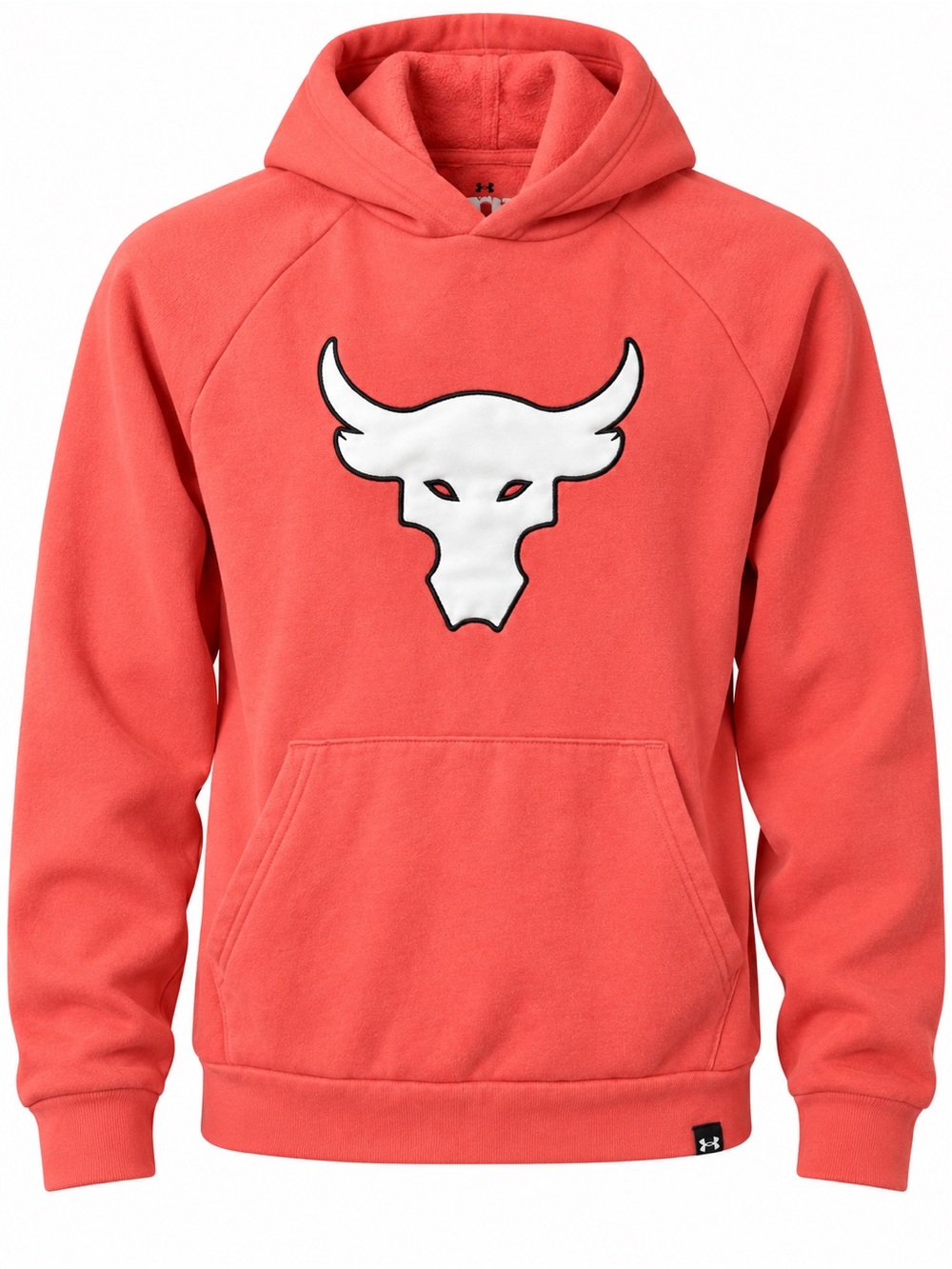 Under Armour Bulls Project Rock Coral Hoodie with White Bull Logo
